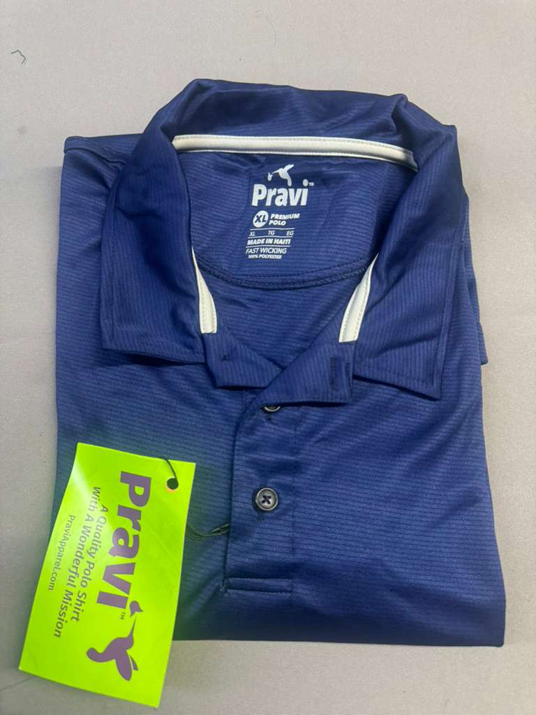Pravi Men's Short Sleeve, Activewear Performance Polo Shirt, Navy Lines