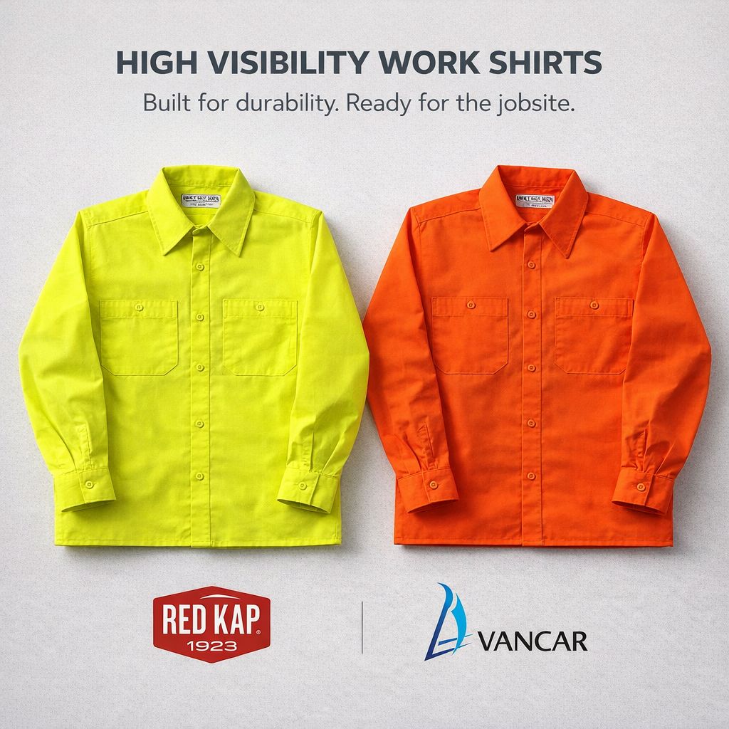 Red Kap Men's Long Sleeve Enhanced Visibility Ripstop Work Shirt. Class 2