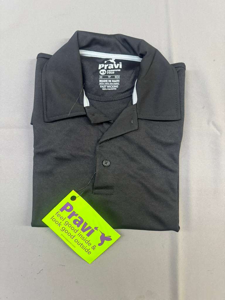 Pravi Men's Short Sleeve, Activewear Performance Polo Shirt, Black Lines