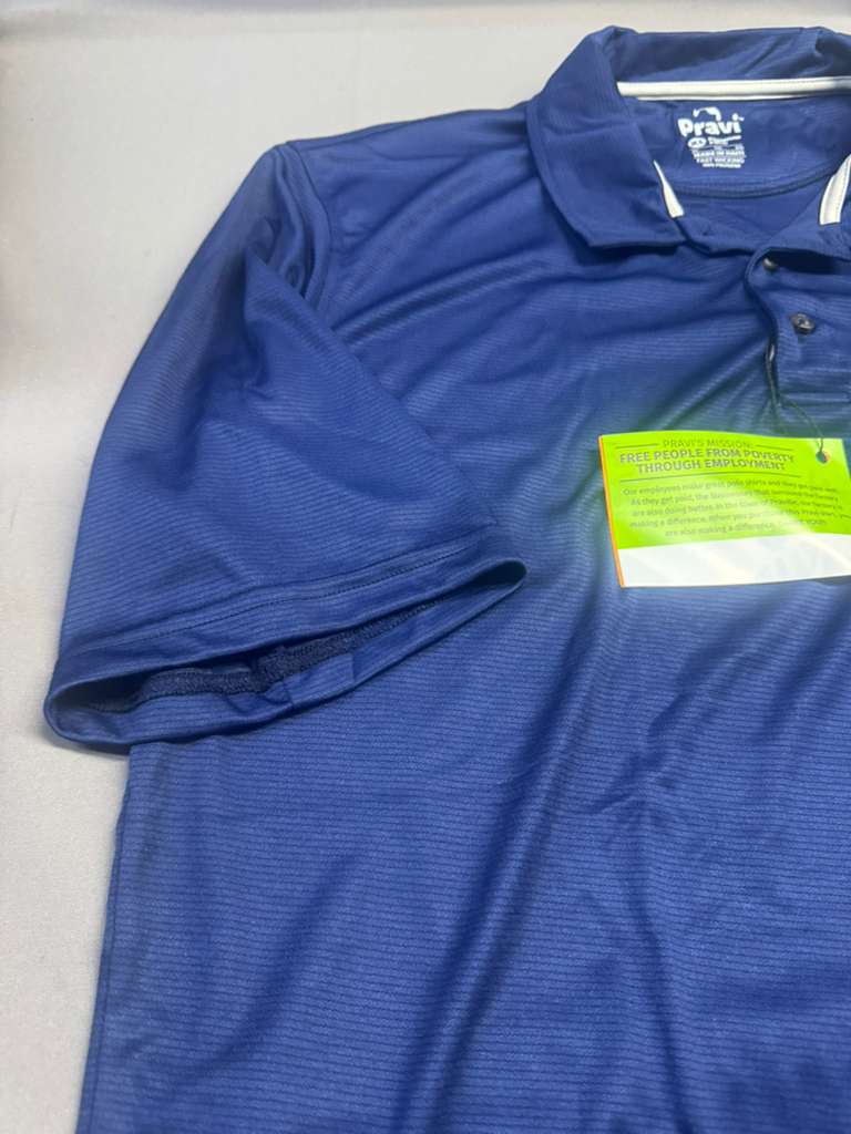 Pravi Men's Short Sleeve, Activewear Performance Polo Shirt, Navy Lines