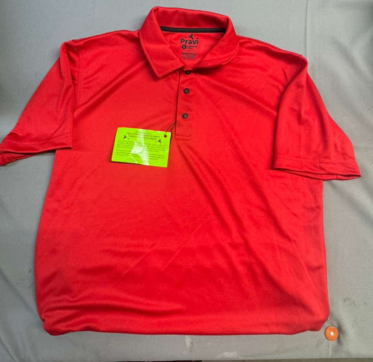 Pravi Men's Short Sleeve, Activewear Performance Polo Shirt, Solid Red