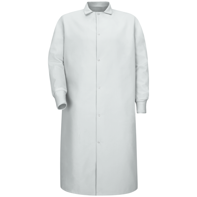 Red Kap Mens Gripper Front Spun Polyester Pocketless Butcher Coat With Knit Cuff