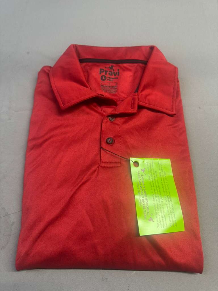 Pravi Men's Short Sleeve, Activewear Performance Polo Shirt, Red Lines