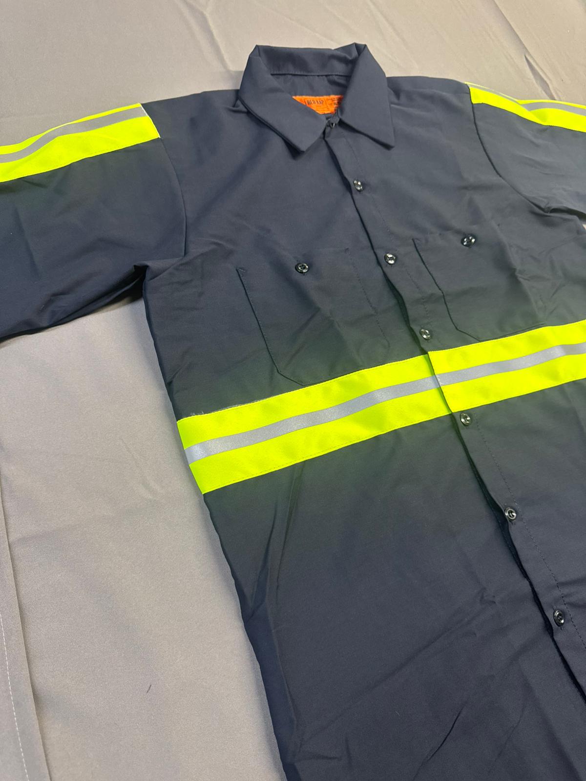 Red Kap Men's Enhanced Visibility Industrial Short Sleeve Work Shirt, Navy