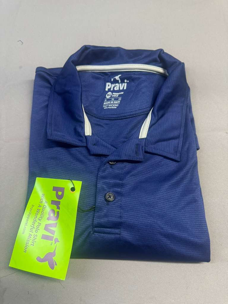 Pravi Men's Short Sleeve, Activewear Performance Polo Shirt, Navy Lines
