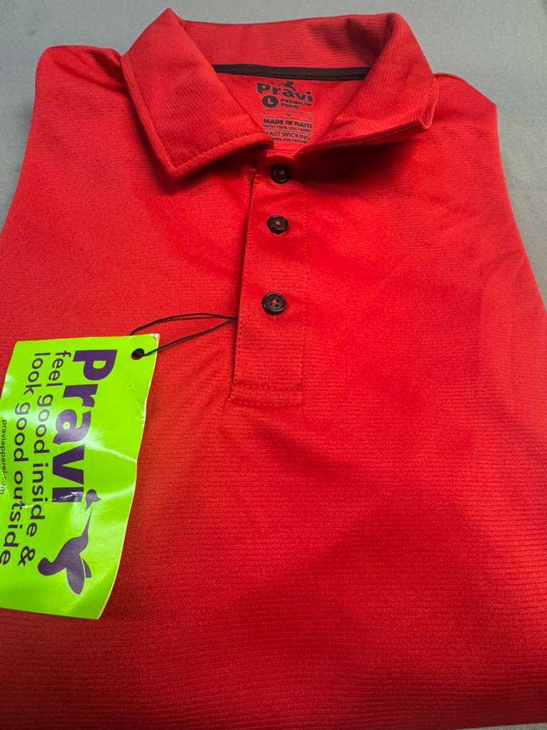 Pravi Men's Short Sleeve, Activewear Performance Polo Shirt, Solid Red