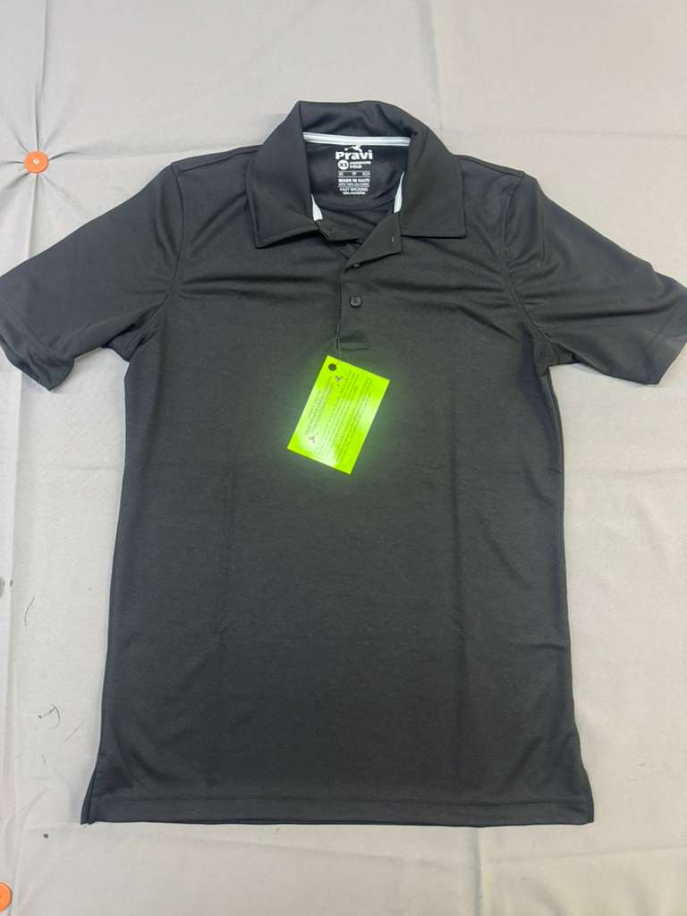 Pravi Men's Short Sleeve, Activewear Performance Polo Shirt, Black Lines