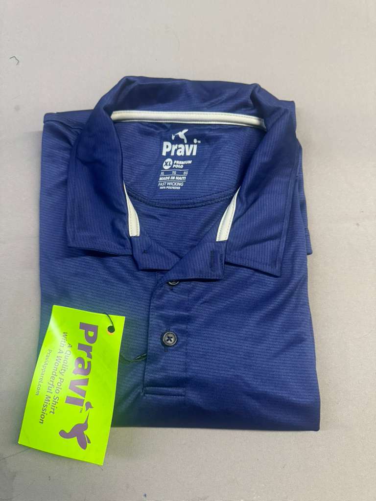Pravi Men's Short Sleeve, Activewear Performance Polo Shirt, Navy Lines