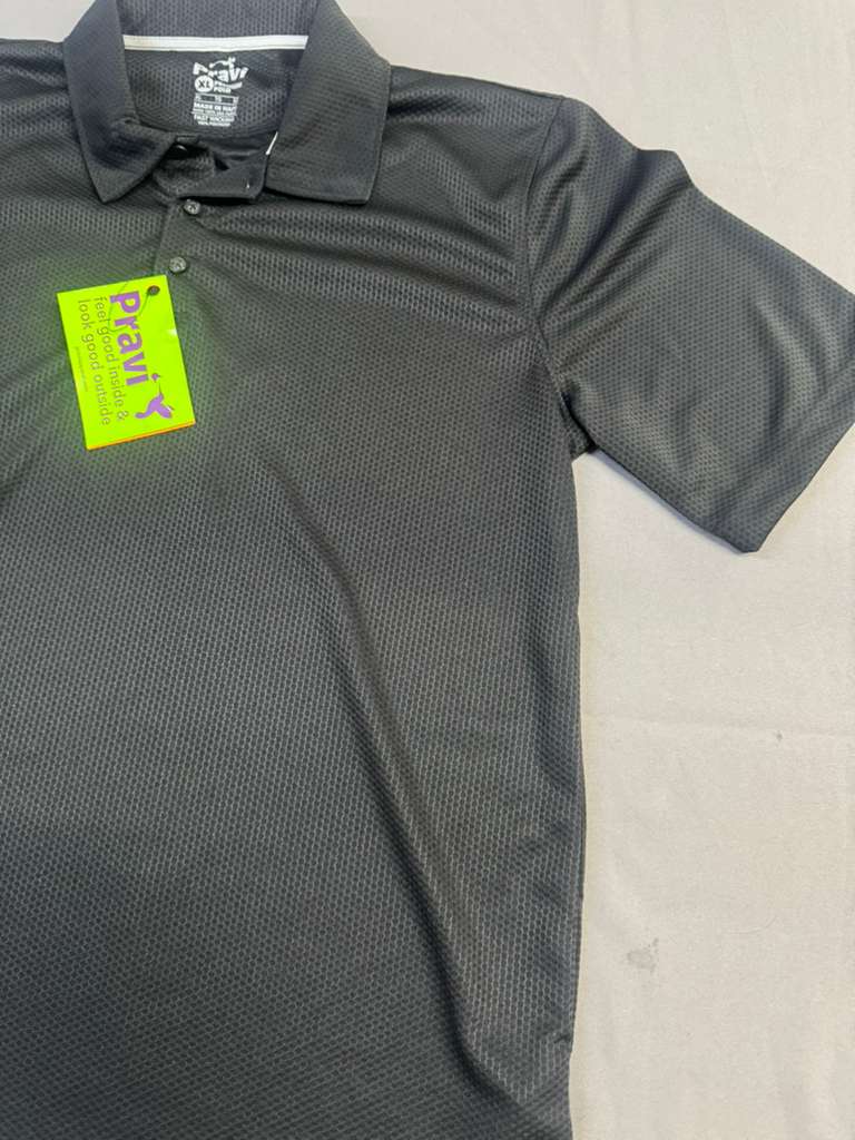 Pravi Men's Short Sleeve, Activewear Performance Polo Shirt, Waffle Weave