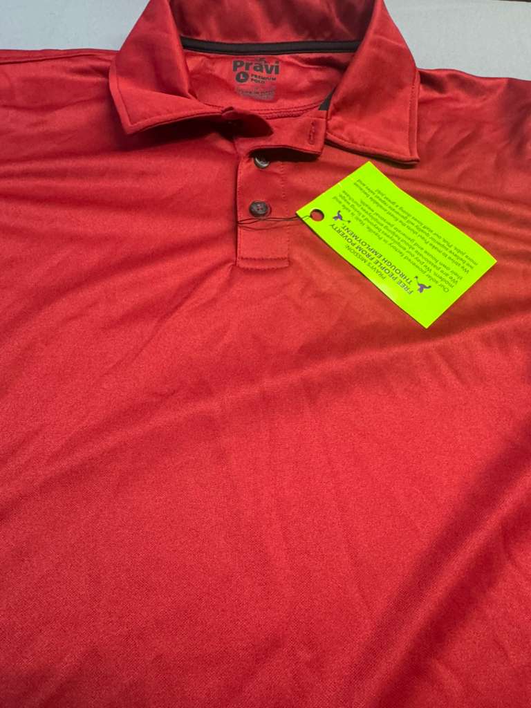 Pravi Men's Short Sleeve, Activewear Performance Polo Shirt, Red Lines