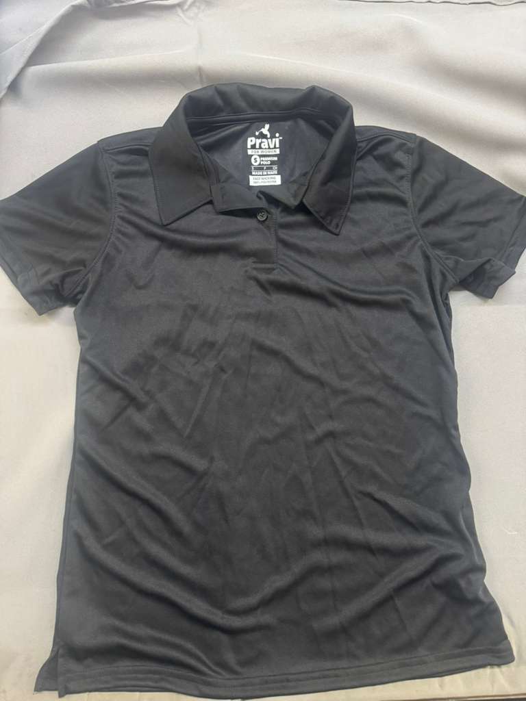 Pravi Women's Short Sleeve, Activewear Performance Polo Shirt, Black Solid