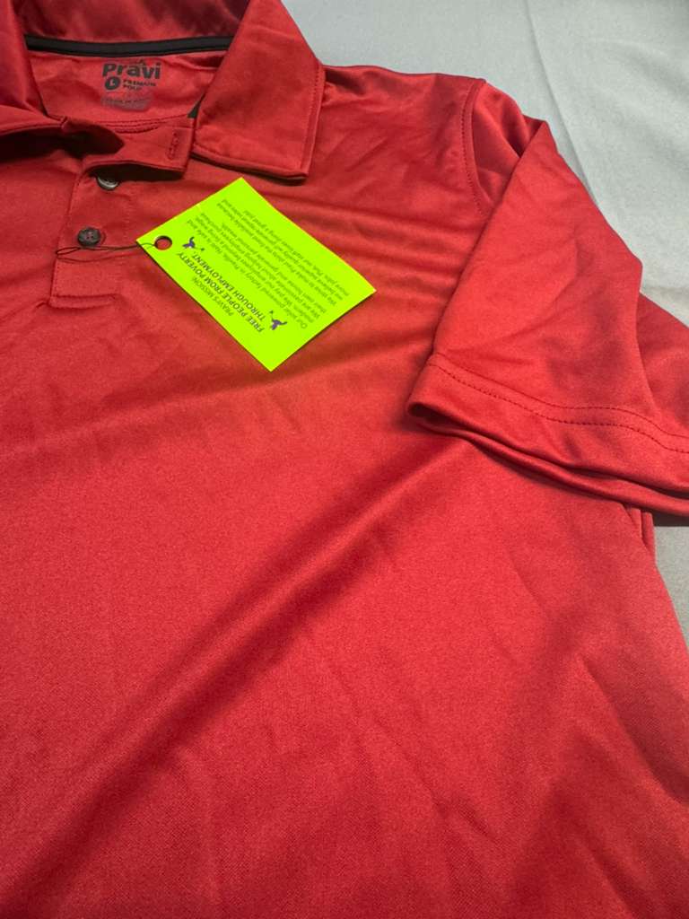 Pravi Men's Short Sleeve, Activewear Performance Polo Shirt, Red Lines
