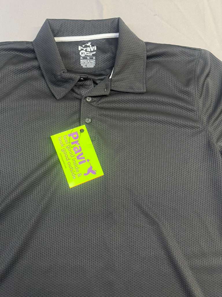 Pravi Men's Short Sleeve, Activewear Performance Polo Shirt, Waffle Weave