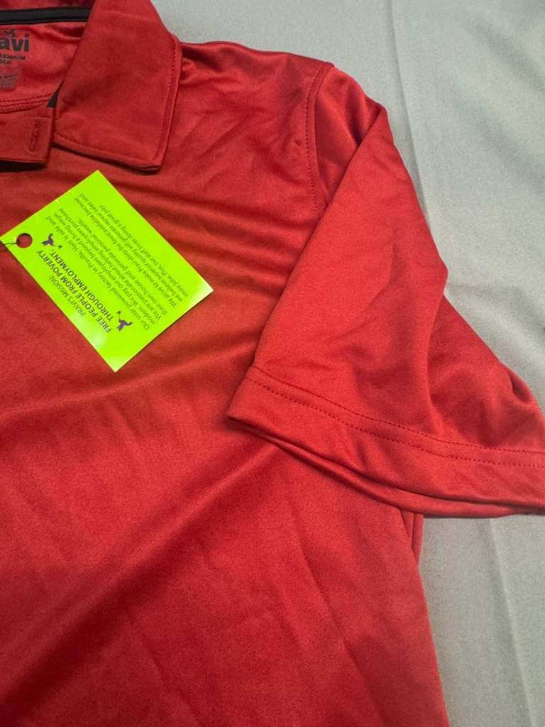Pravi Men's Short Sleeve, Activewear Performance Polo Shirt, Red Lines