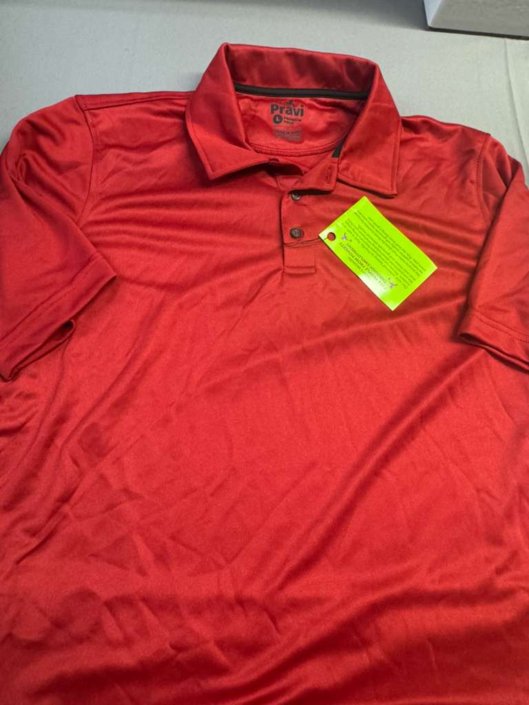 Pravi Men's Short Sleeve, Activewear Performance Polo Shirt, Red Lines
