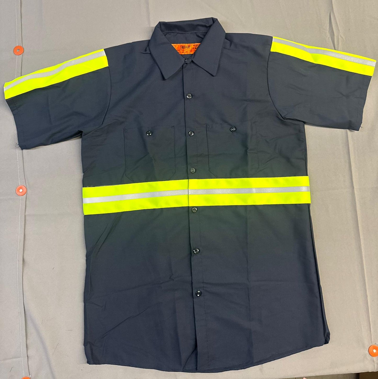 Red Kap Men's Enhanced Visibility Industrial Short Sleeve Work Shirt, Navy