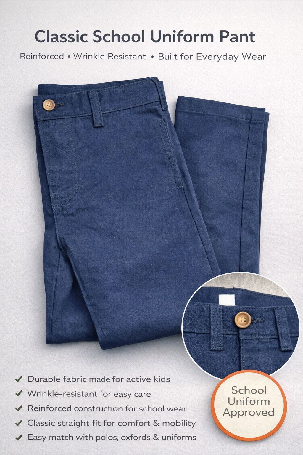 Wonder Nation Boy's Uniform Pant