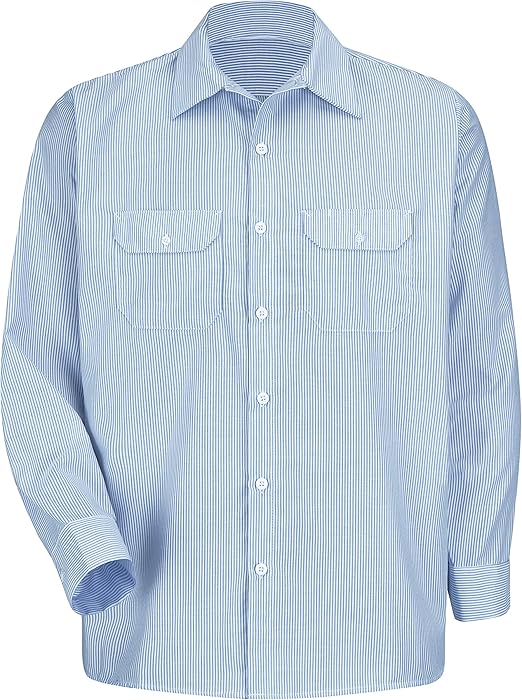 Red Kap Mens RK Industrial Stripe Long Sleeve Work Shirt