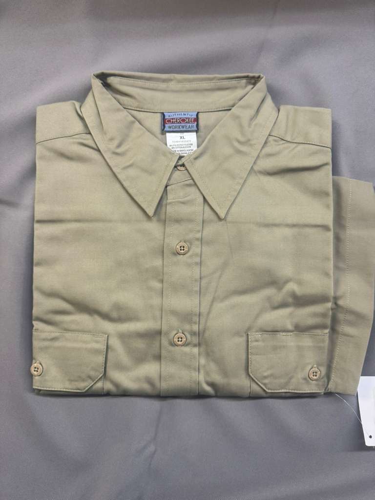 Cherokee Men's Button-Down Work Shirt, Short Sleeve with Two Pockets