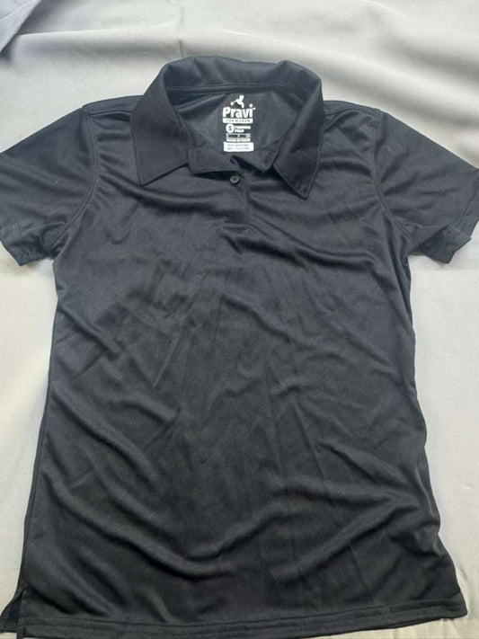 Pravi Women's Short Sleeve, Activewear Performance Polo Shirt, Black Solid