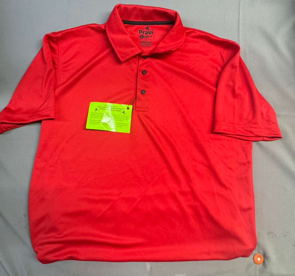 Pravi Men's Short Sleeve, Activewear Performance Polo Shirt, Solid Red