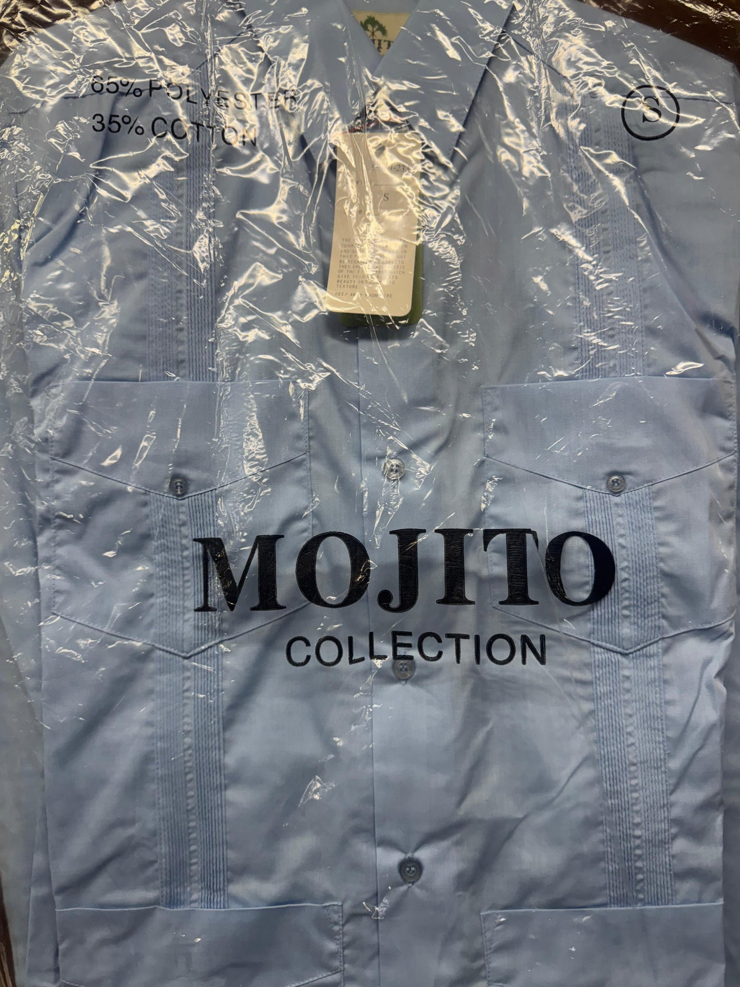 Mojito Collection Guayabera Shirt Classic Poly Cotton Blend Long Sleeve