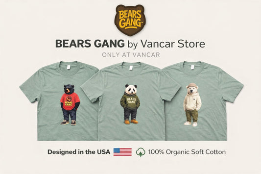 BEARS GANG Unisex Collection 100% Organic Soft Cotton Graphic Tee