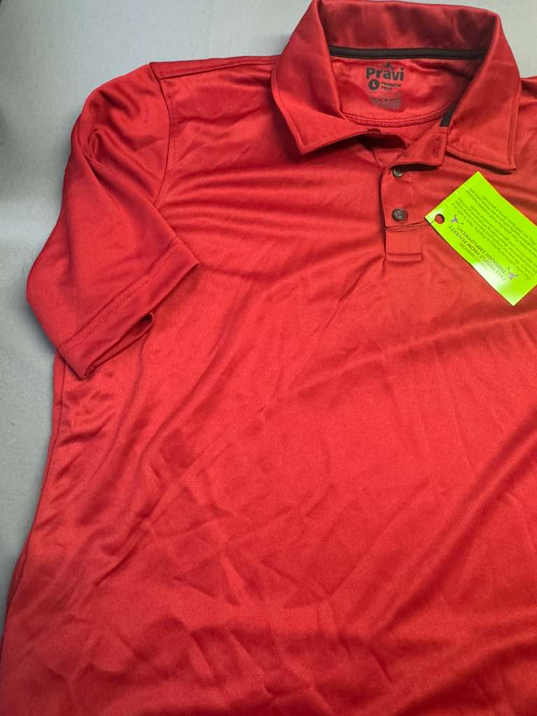 Pravi Men's Short Sleeve, Activewear Performance Polo Shirt, Red Lines