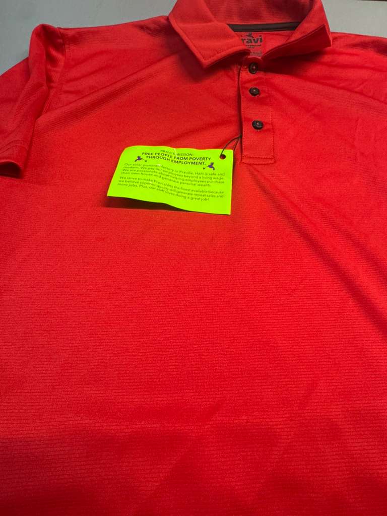 Pravi Men's Short Sleeve, Activewear Performance Polo Shirt, Solid Red