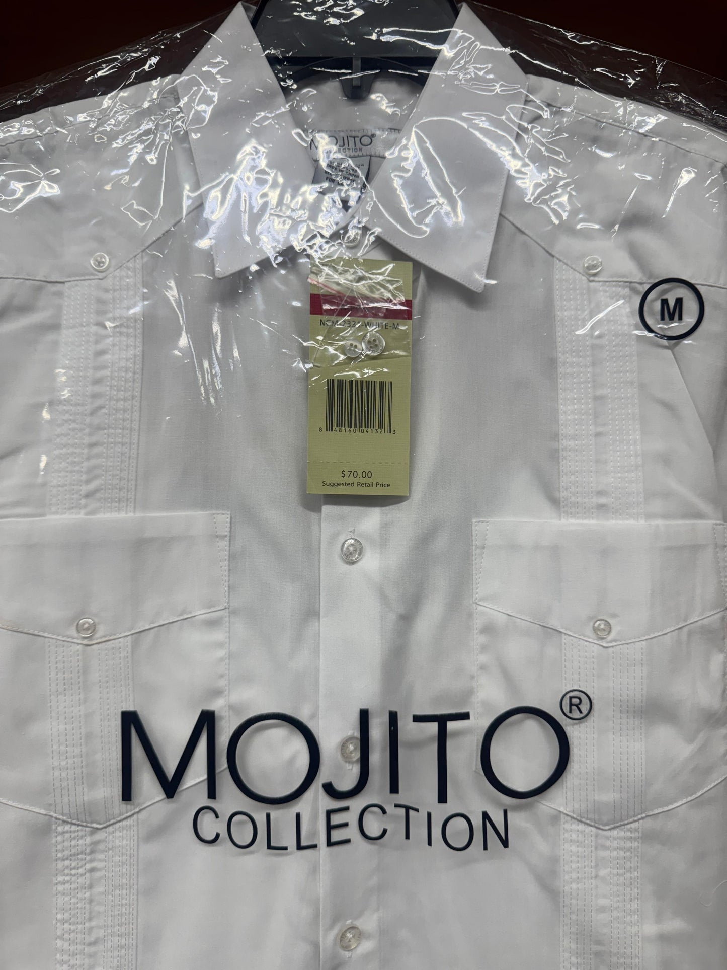 Mojito Collection Guayabera Shirt Classic Poly Cotton Blend Long Sleeve