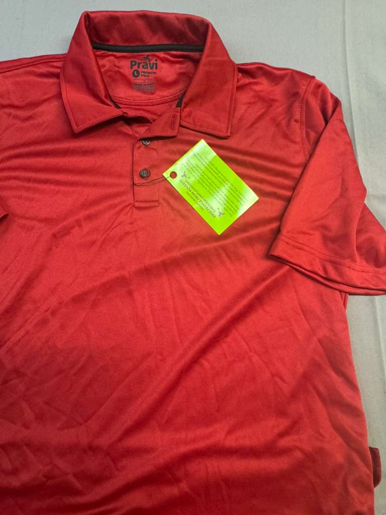 Pravi Men's Short Sleeve, Activewear Performance Polo Shirt, Red Lines