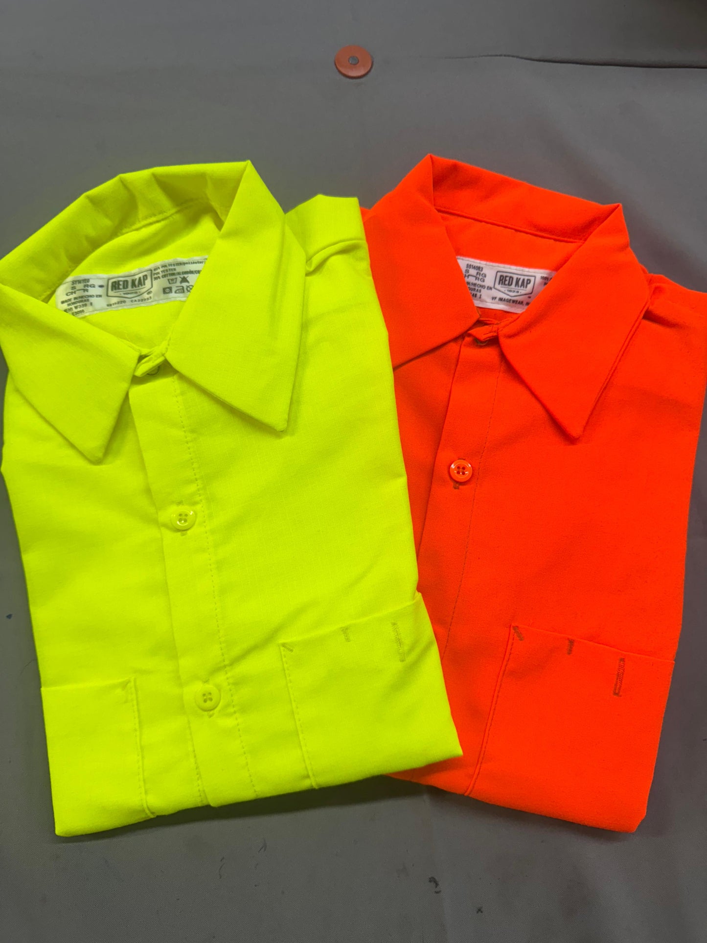 Red Kap Men's Long Sleeve Enhanced Visibility Ripstop Work Shirt. Class 2