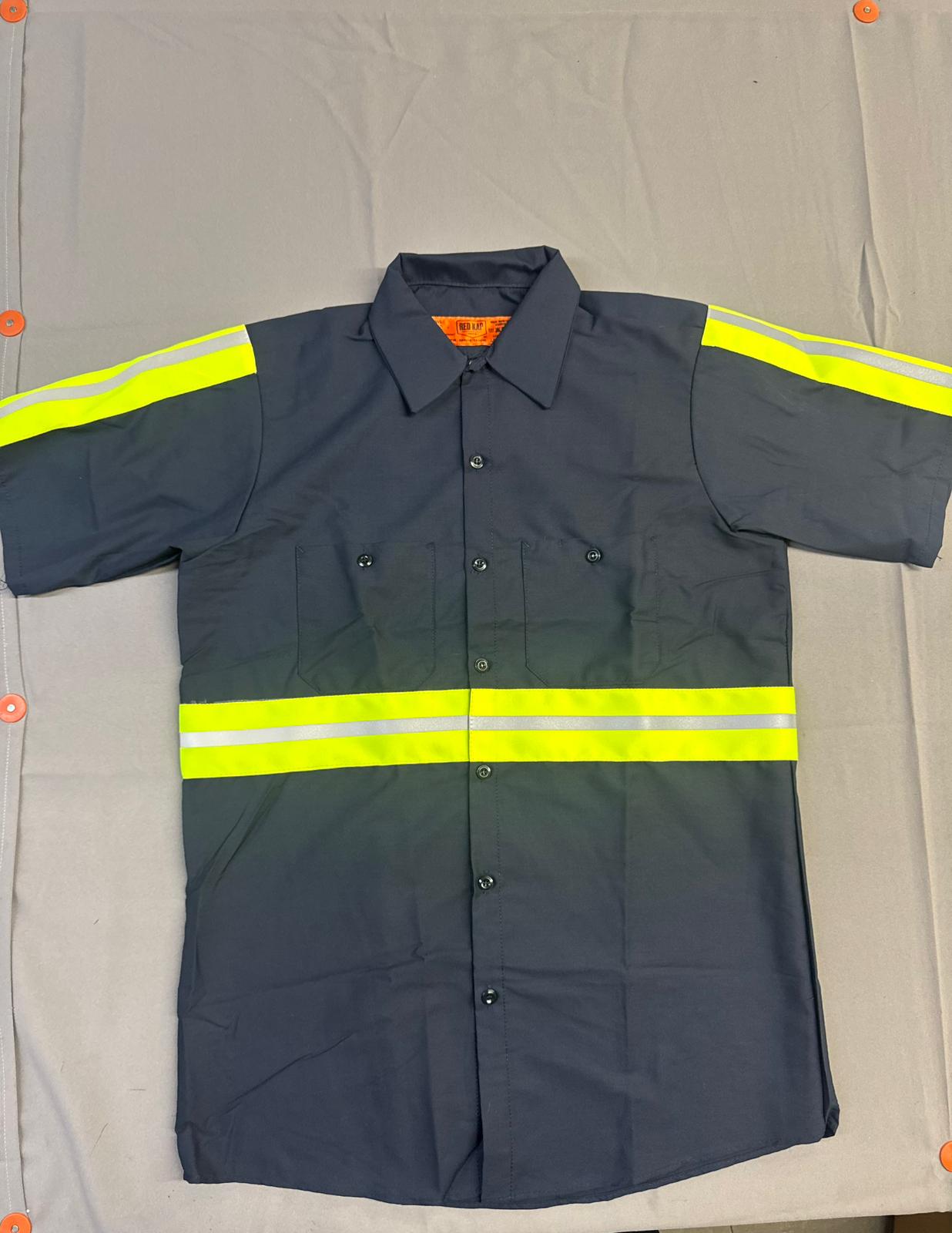 Red Kap Men's Enhanced Visibility Industrial Short Sleeve Work Shirt, Navy