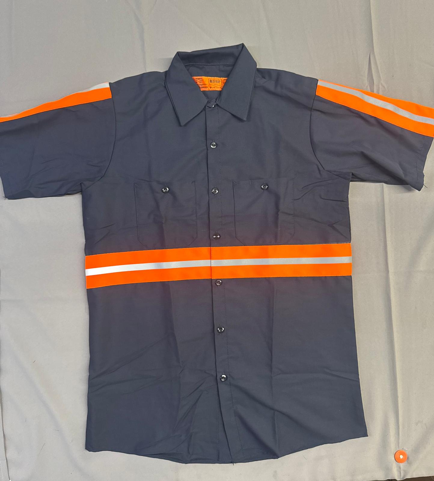 Red Kap Men's Enhanced Visibility Industrial Short Sleeve Work Shirt, Navy