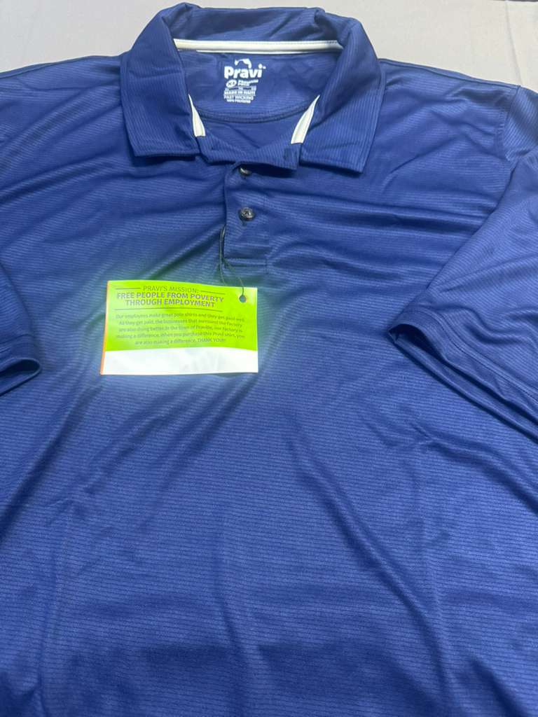 Pravi Men's Short Sleeve, Activewear Performance Polo Shirt, Navy Lines