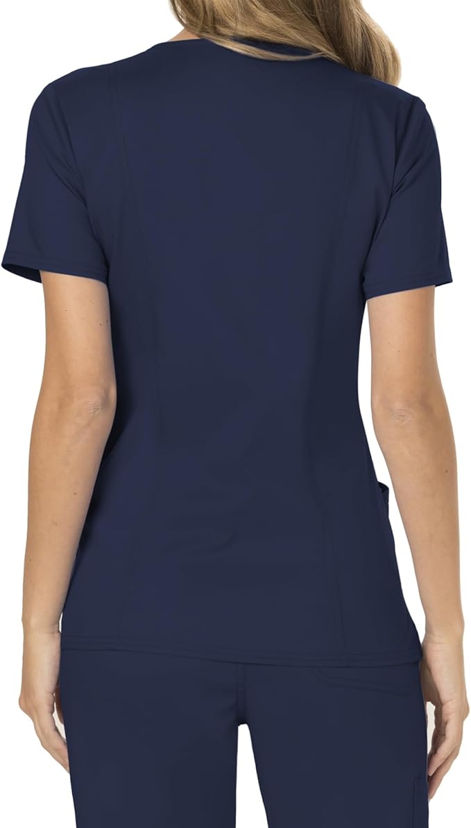 Cherokee Scrubs Top for Women Mock Wrap with 3 Pockets, Soft, 2-Way Stretch