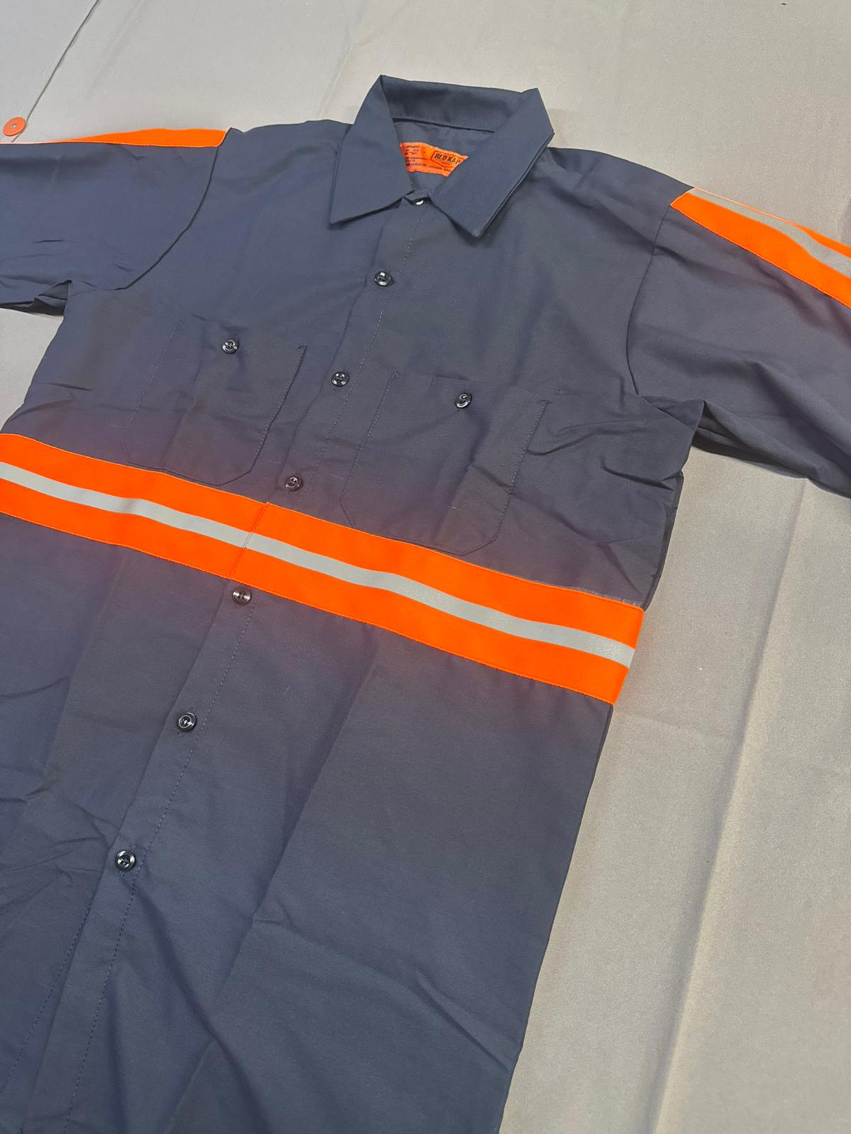 Red Kap Men's Enhanced Visibility Industrial Short Sleeve Work Shirt, Navy