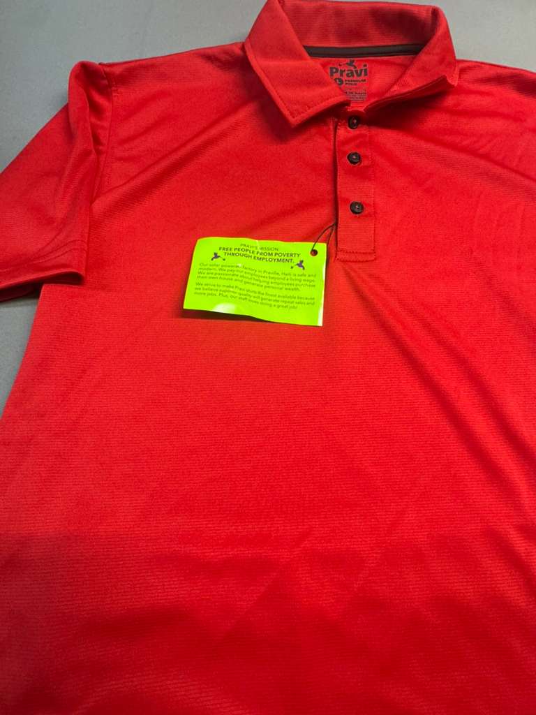 Pravi Men's Short Sleeve, Activewear Performance Polo Shirt, Solid Red