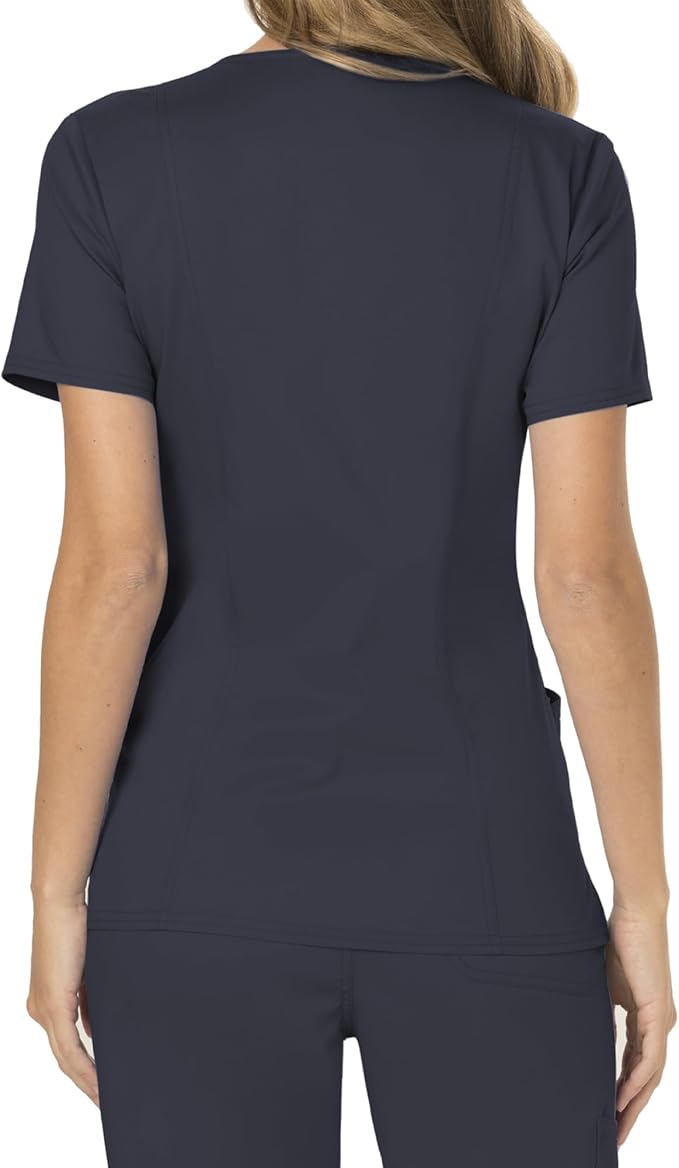 Cherokee Scrubs Top for Women Mock Wrap with 3 Pockets, Soft, 2-Way Stretch