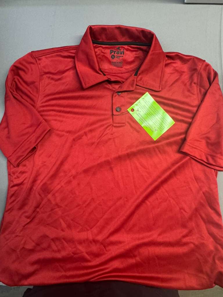 Pravi Men's Short Sleeve, Activewear Performance Polo Shirt, Red Lines