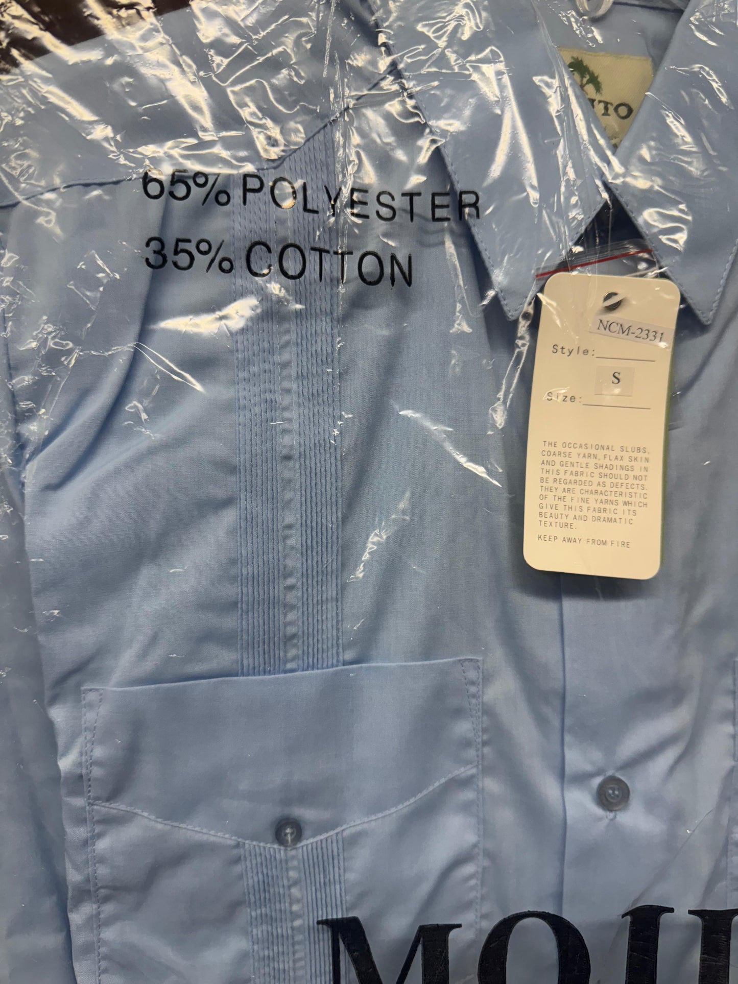 Mojito Collection Guayabera Shirt Classic Poly Cotton Blend Long Sleeve