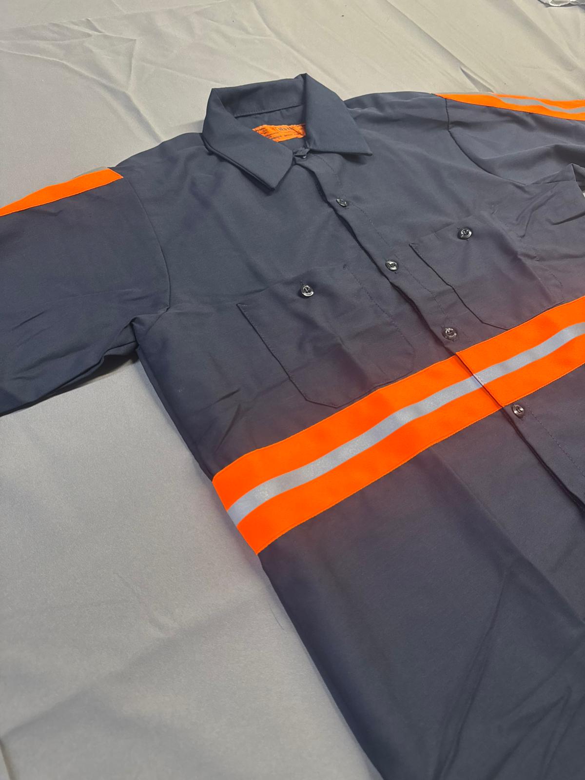 Red Kap Men's Enhanced Visibility Industrial Short Sleeve Work Shirt, Navy