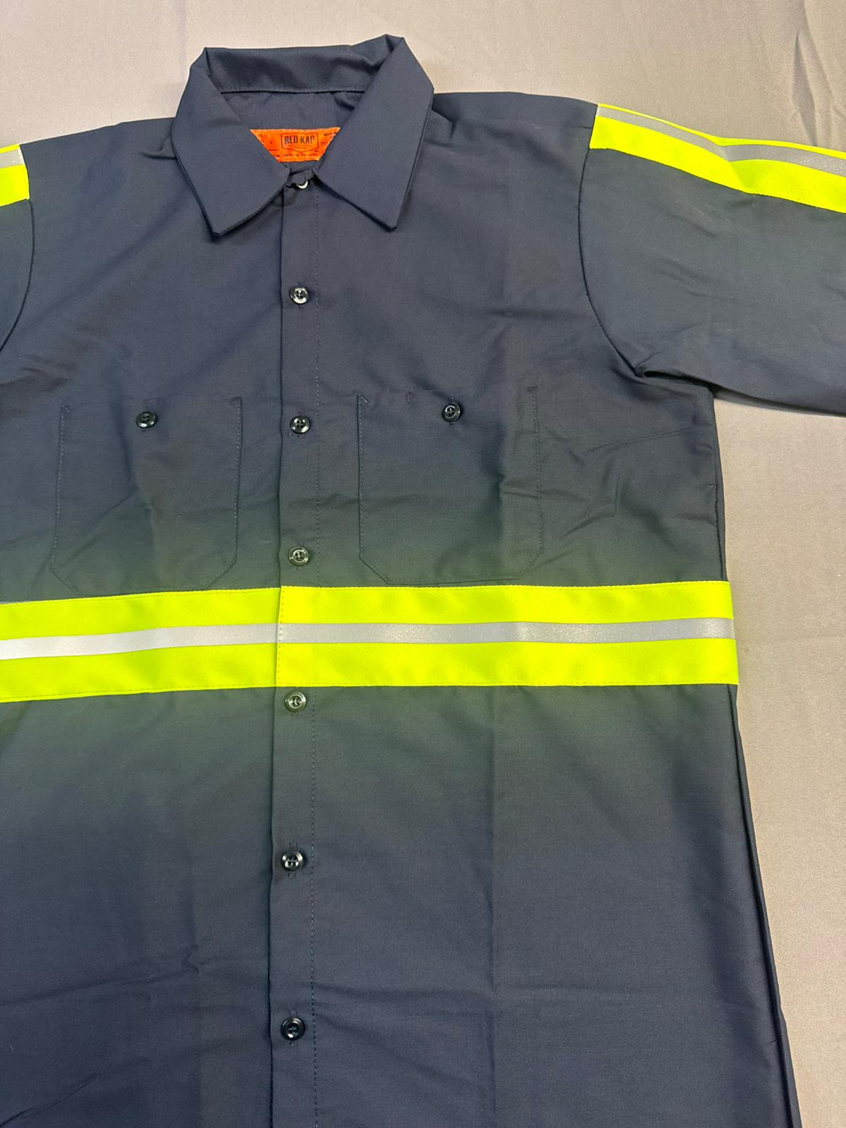 Red Kap Men's Enhanced Visibility Industrial Short Sleeve Work Shirt, Navy
