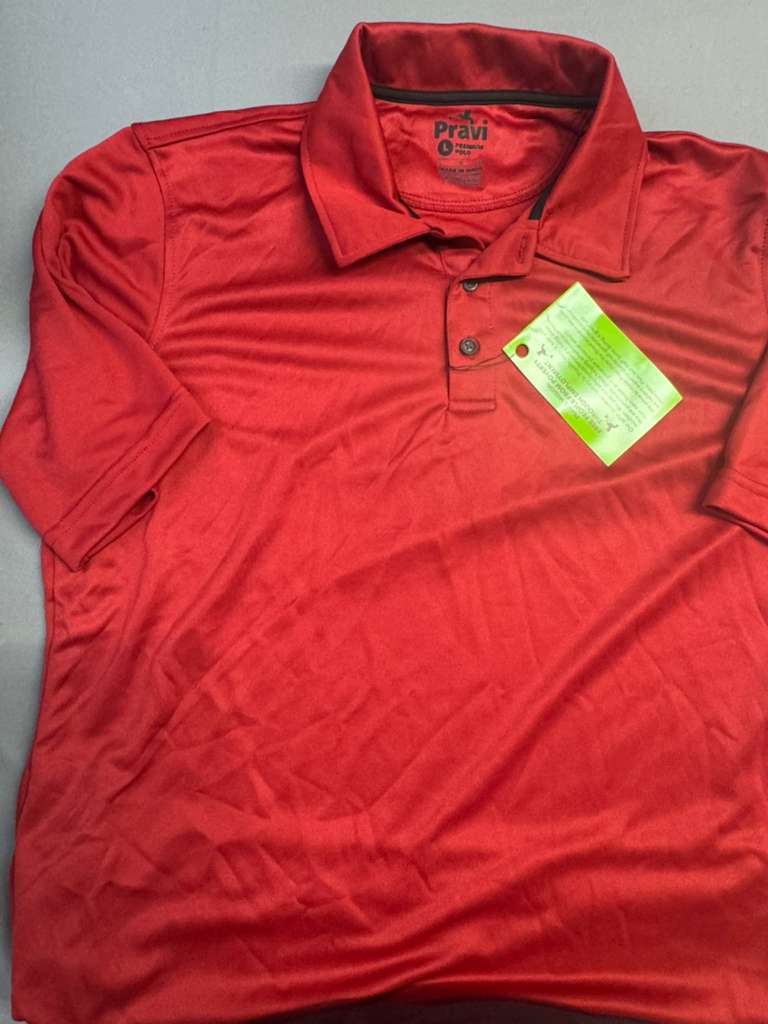 Pravi Men's Short Sleeve, Activewear Performance Polo Shirt, Red Lines