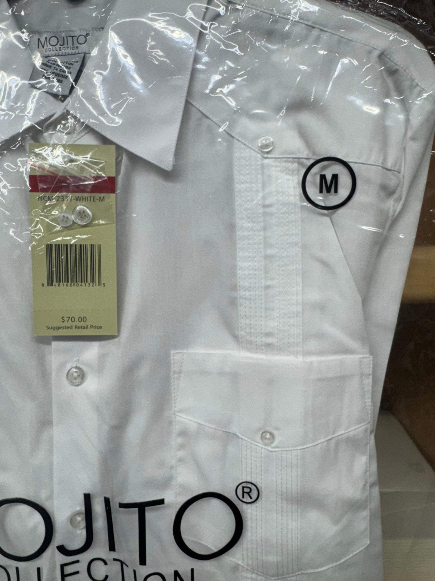 Mojito Collection Guayabera Shirt Classic Poly Cotton Blend Long Sleeve