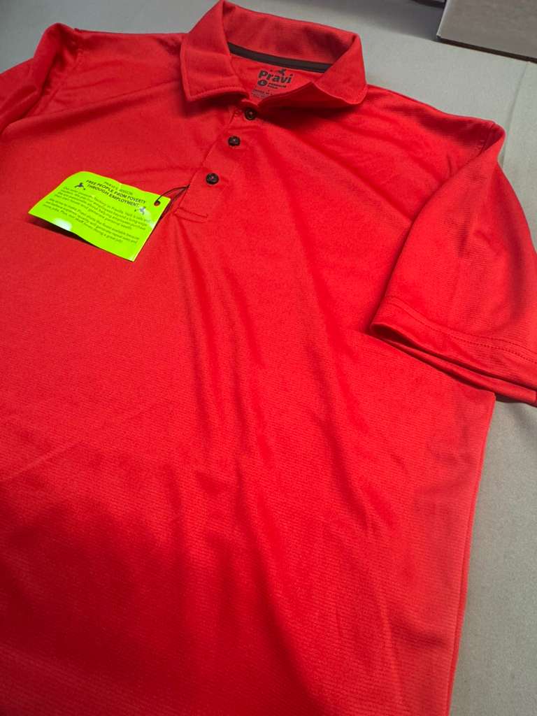 Pravi Men's Short Sleeve, Activewear Performance Polo Shirt, Solid Red
