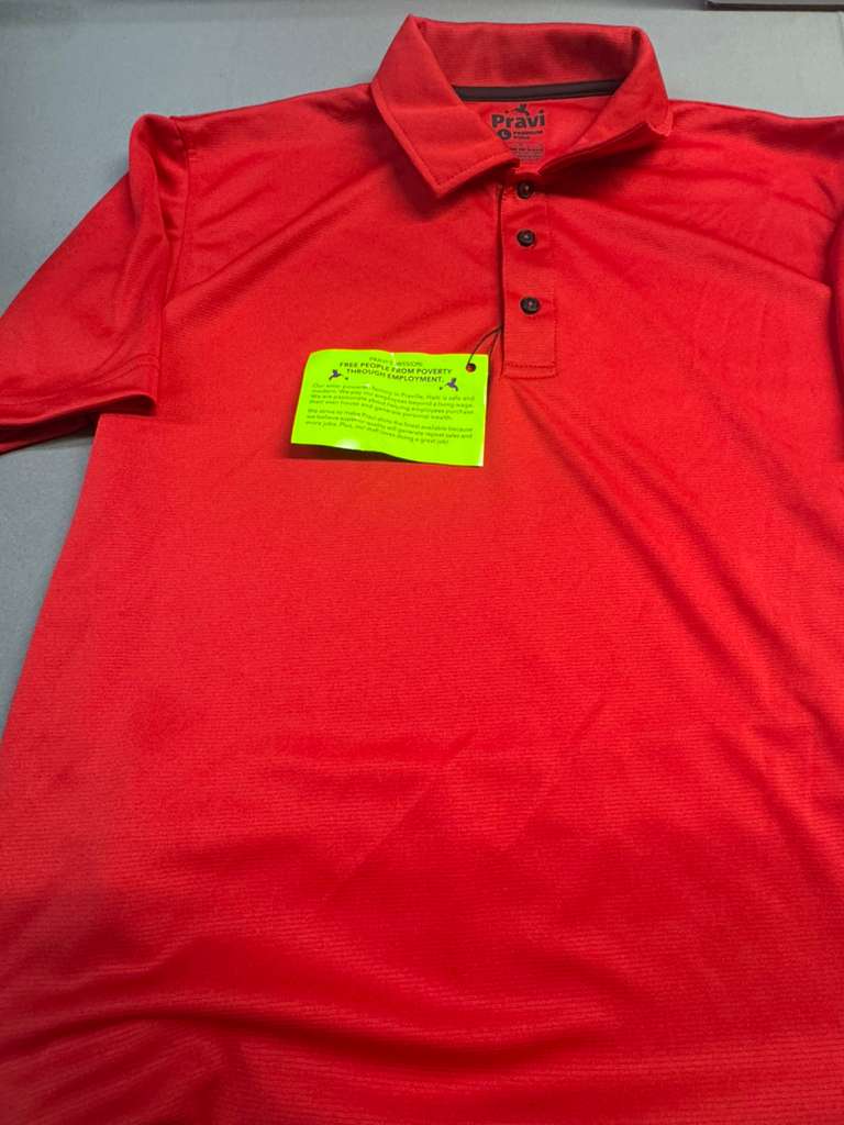 Pravi Men's Short Sleeve, Activewear Performance Polo Shirt, Solid Red