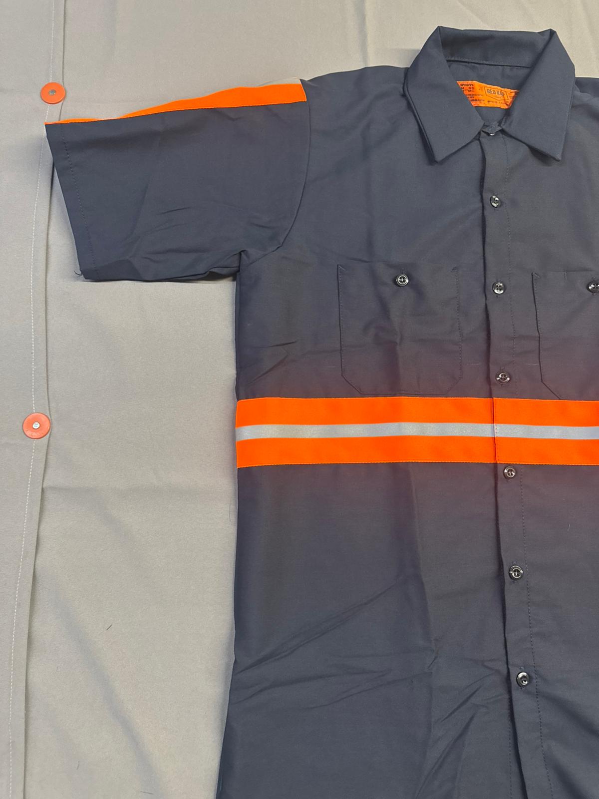 Red Kap Men's Enhanced Visibility Industrial Short Sleeve Work Shirt, Navy