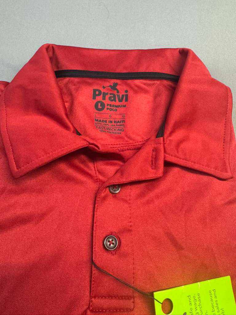 Pravi Men's Short Sleeve, Activewear Performance Polo Shirt, Red Lines