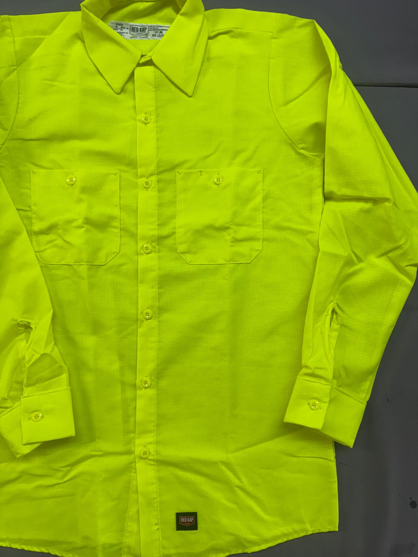 Red Kap Men's Long Sleeve Enhanced Visibility Ripstop Work Shirt. Class 2